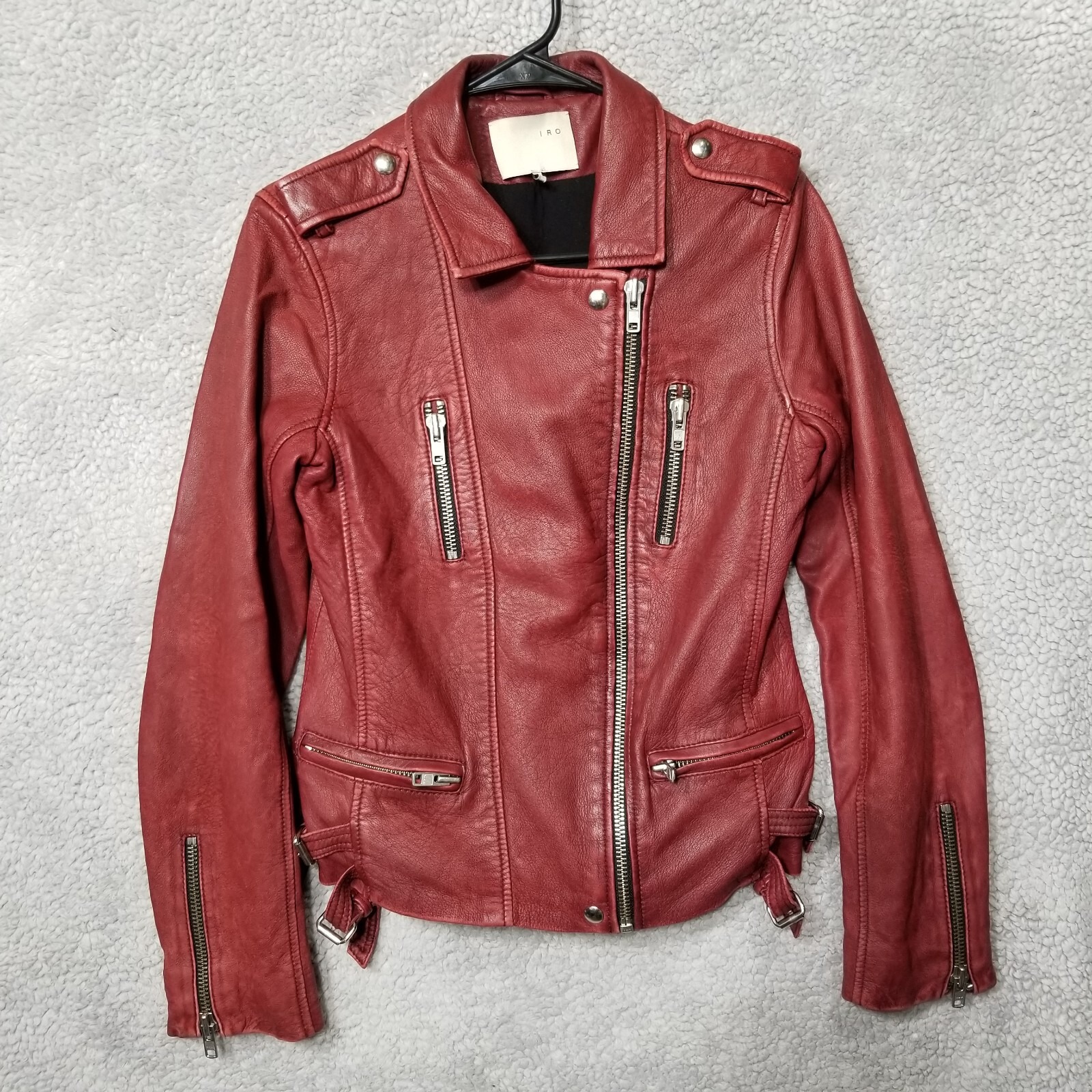 Iro Barby Motorcycle Lamb Leather Jacket Moto Biker Size 1